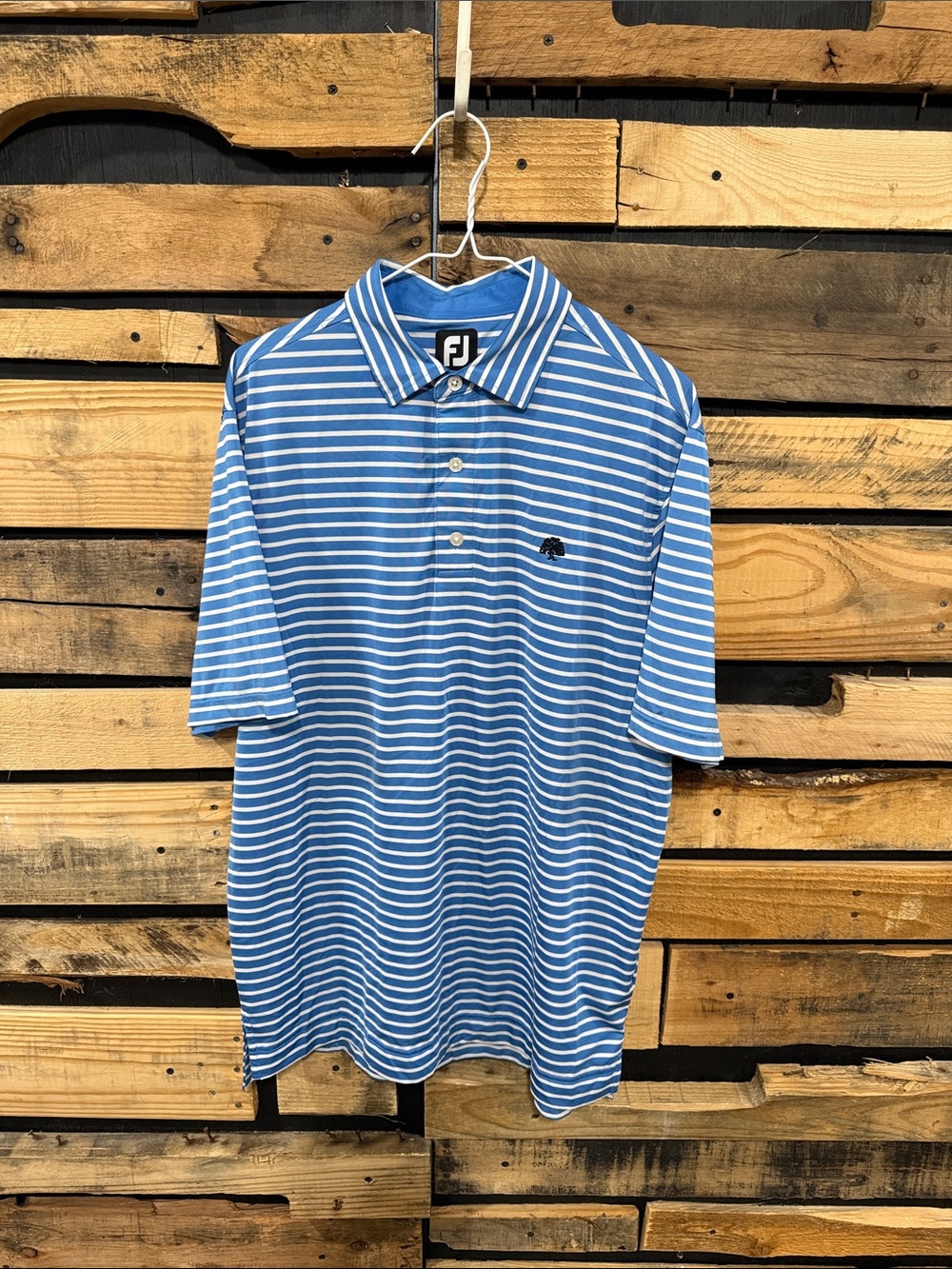 Footjoy FJ Golf‎ Polo Size M Mens Shirt Short sleeve Blue White Striped